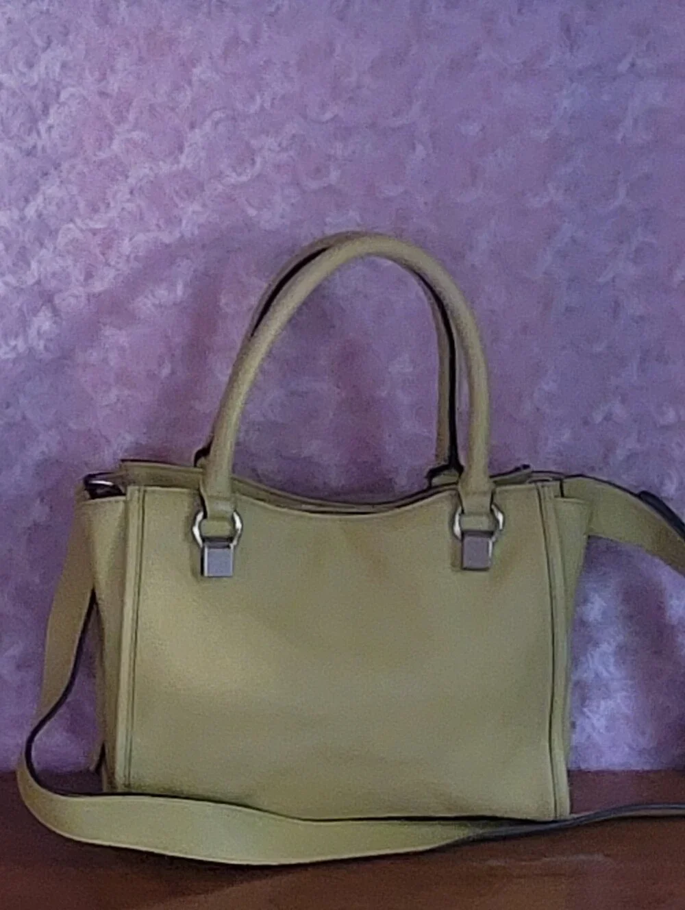 GUESS Yellow Satchel with Front Zip Pocket